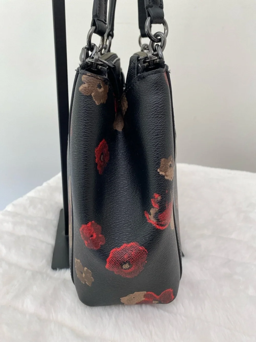 Coach Black Flower Print Mini Christie Carryall Satchel - Picture 5 of 16